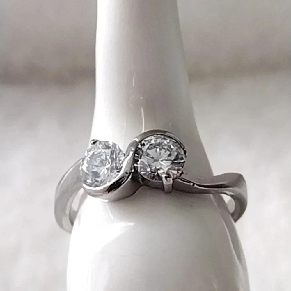 Women's Infinity Ring Stainless Steel Hypoallergenic CZ Faux Diamond Ring